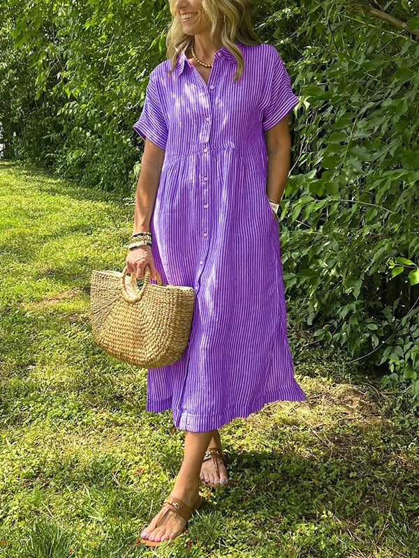 Sara™ - Vestido camisero de rayas