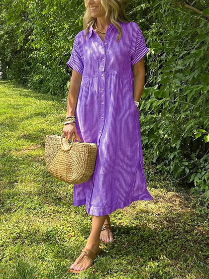 Sara™ - Vestido camisero de rayas