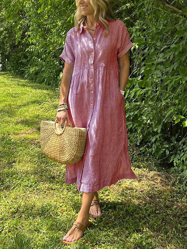 Sara™ - Vestido camisero de rayas