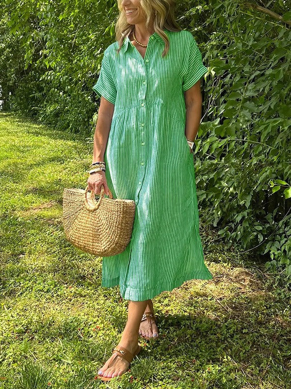 Sara™ - Vestido camisero de rayas