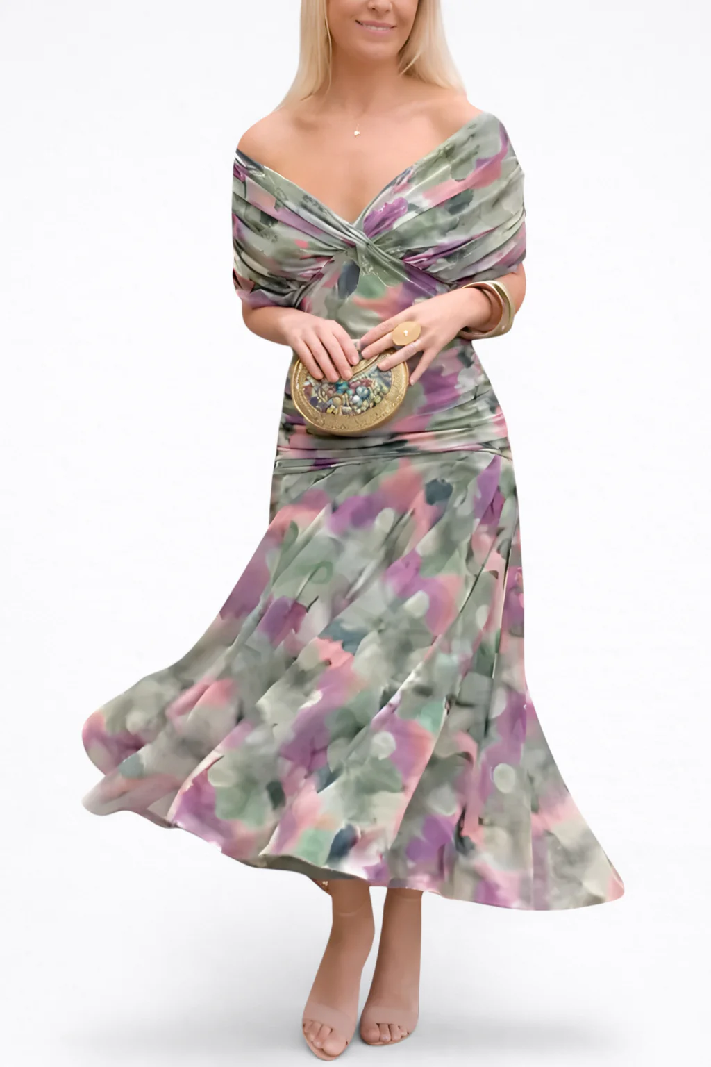 Velora™ | Vestido Floral Largo con Escote en V