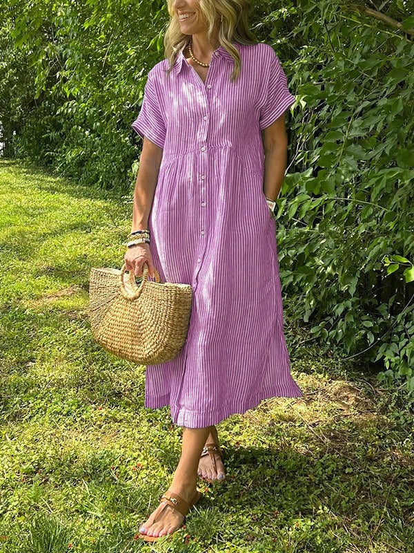Sara™ - Vestido camisero de rayas