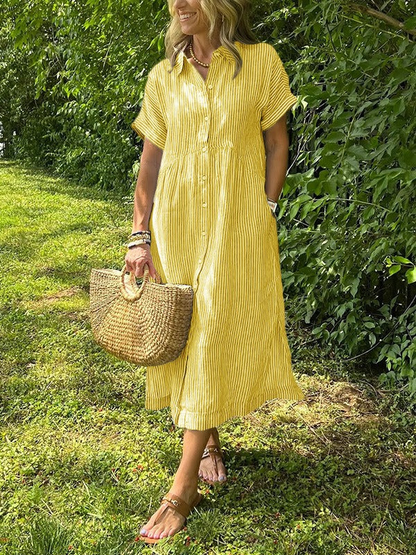 Sara™ - Vestido camisero de rayas