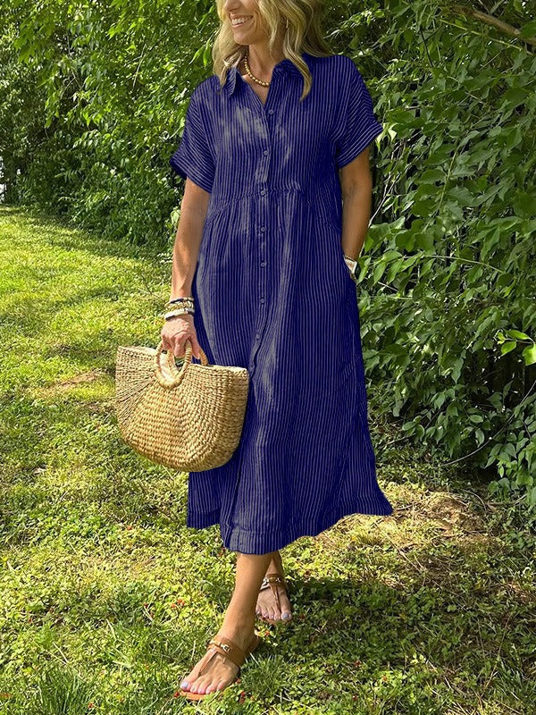 Sara™ - Vestido camisero de rayas