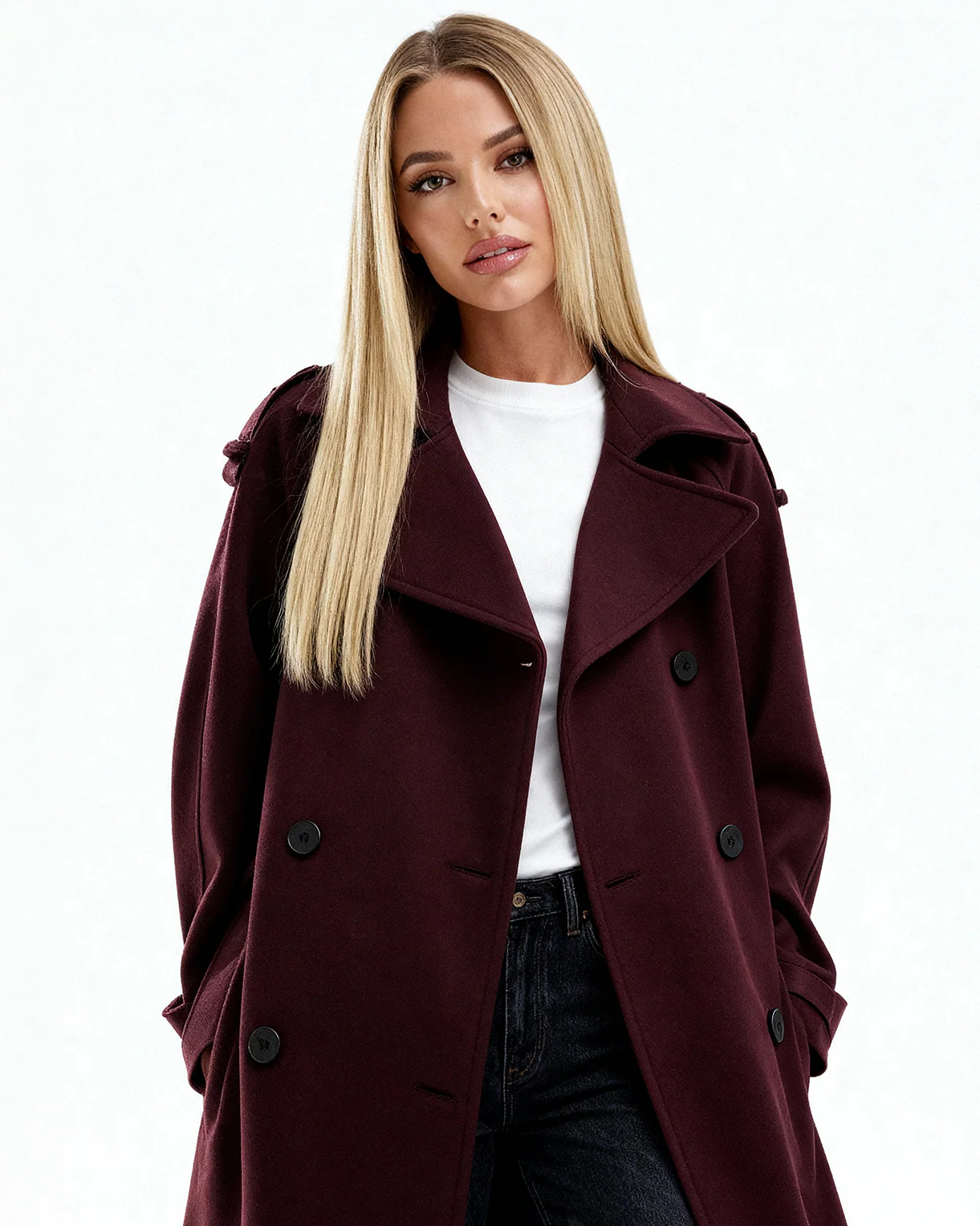 Amalia | Gabardina color vino