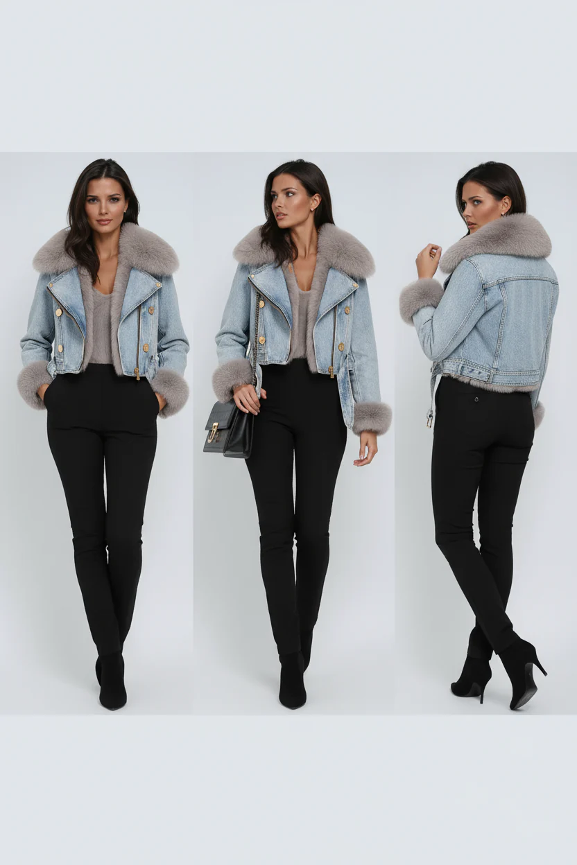 Amara Édition Luxe | Chaqueta denim cálida con forro de pelo