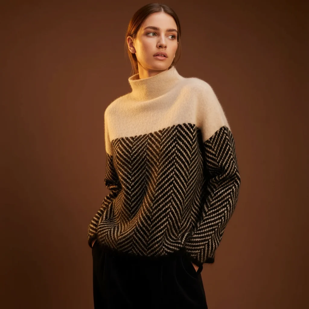 Ada | Jersey de cuello alto premium confeccionado en punto fino