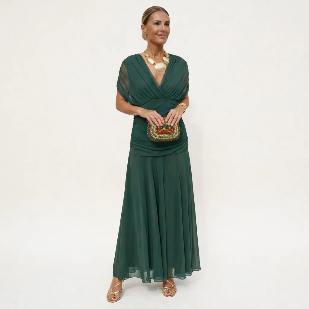 Velora™ | Vestido Floral Largo con Escote en V