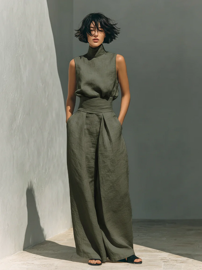 Nuria | Conjunto minimalista de blusa sin mangas