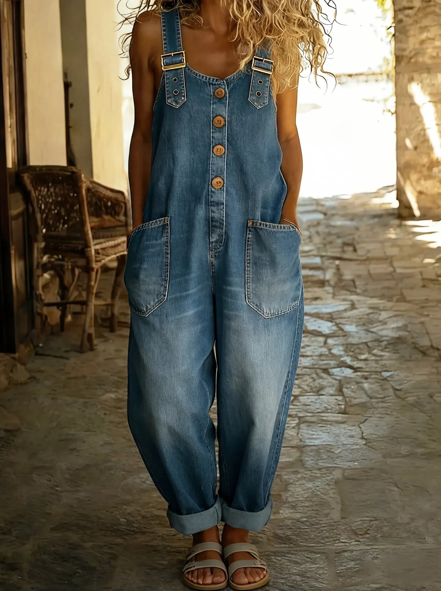 Rocio™ - Mono vaquero casual con hebilla ajustable